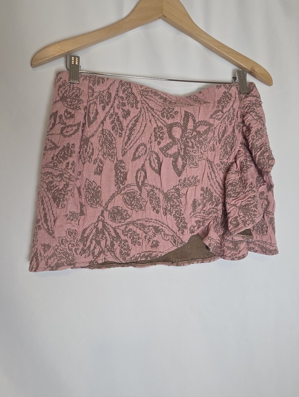 Zara Jacquard Pink And Brown Skirt